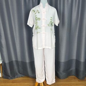 Vintage Asian Style Ladies’ Pajama Set 100% Silk XL